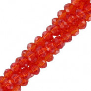 Top Glas Facett Glasschliffperlen 3x2mm rondellen - Fiery red-pearl shine coating